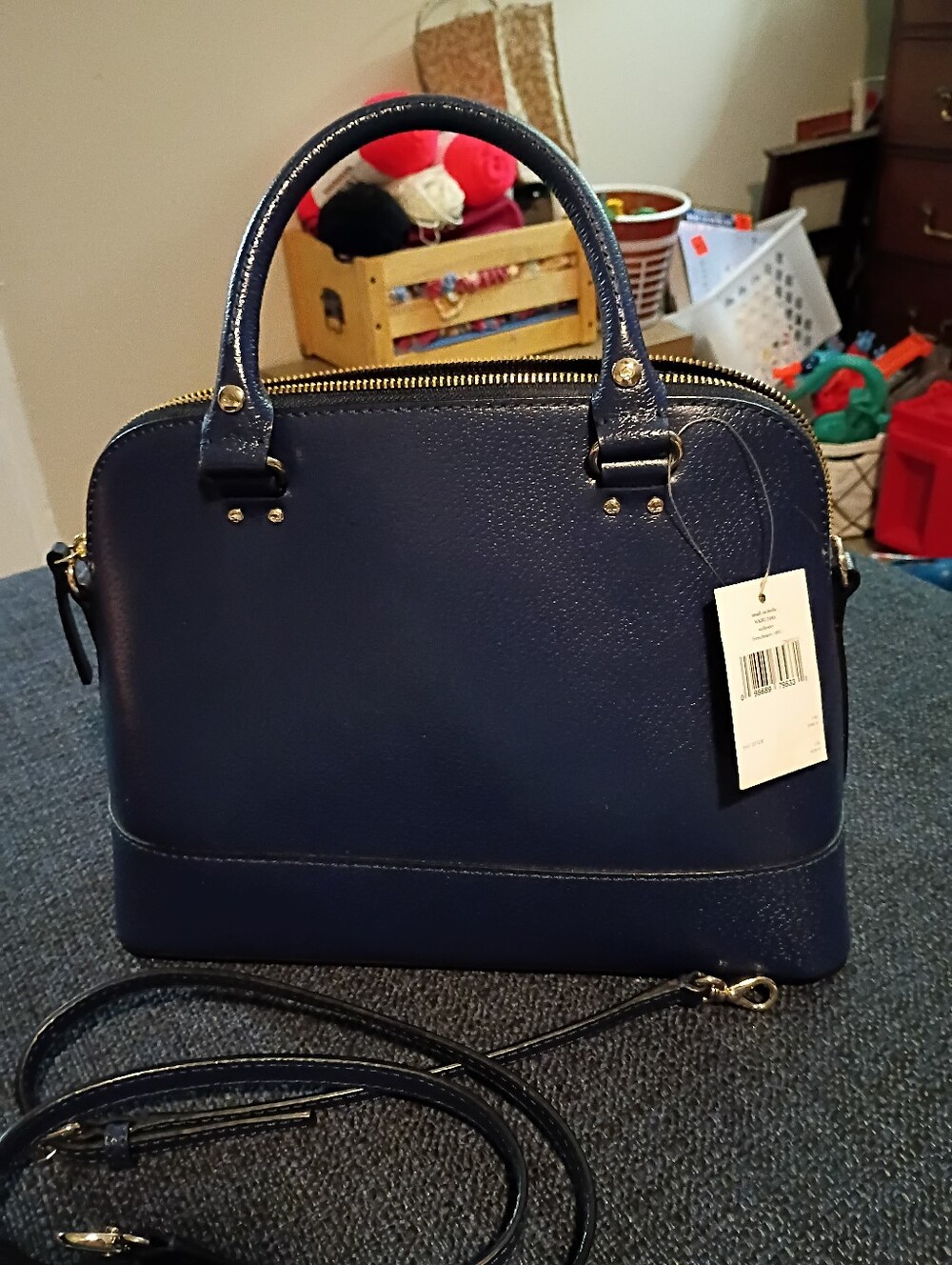 KATE SPADE FRENCH NAVY BLUE SMALL RACHELLE DOME SATCHEL- Women Bags